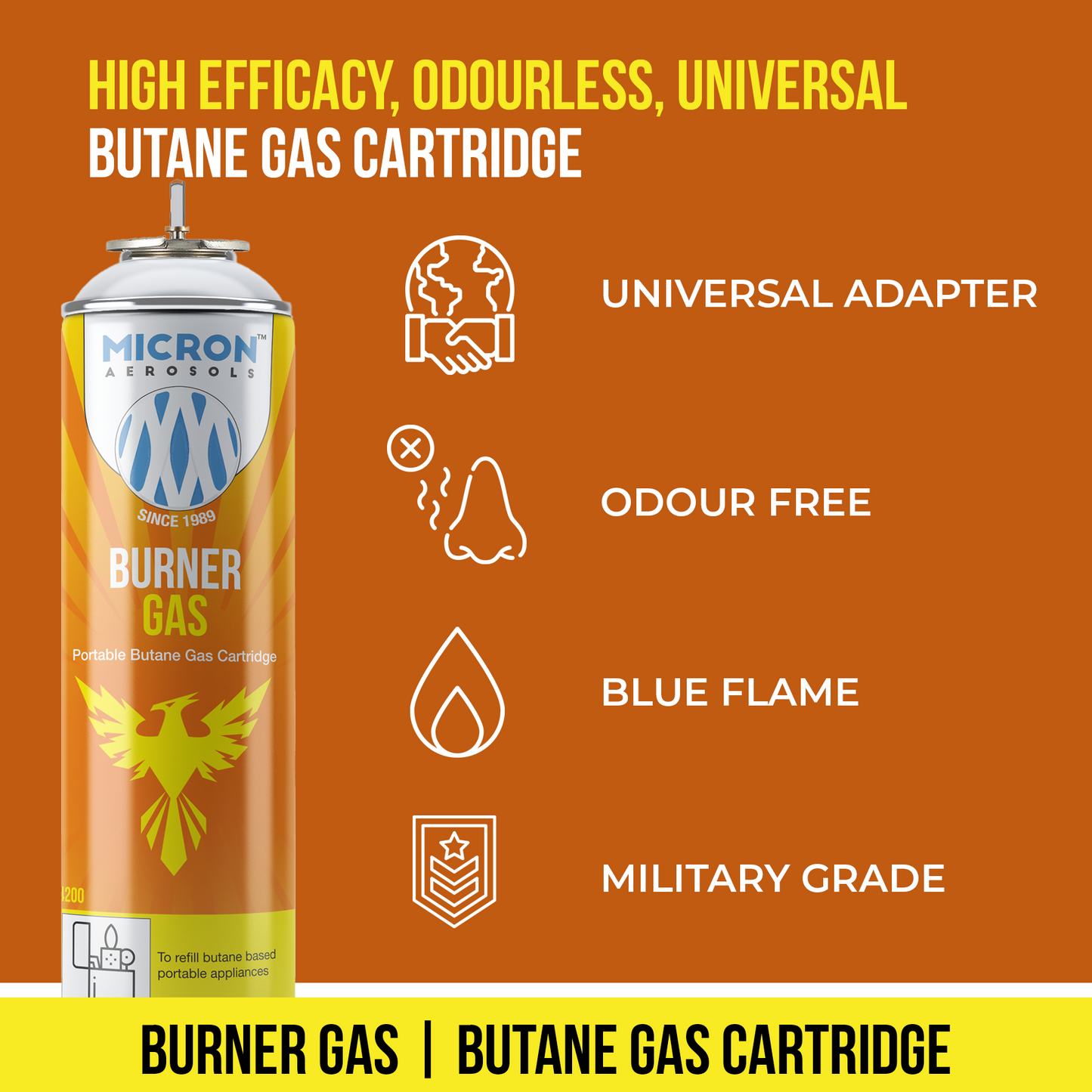 4200 Lighter Gas Refill Can 550ml | Metal Valve | Micron Aerosols® | For Lighters, Jeweller Torch