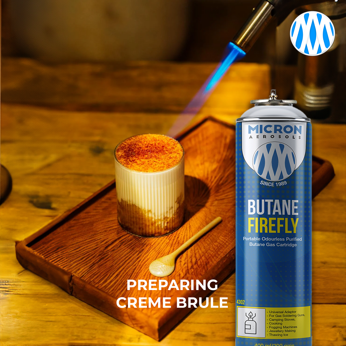 4300 Micron Aerosols® Butane Firefly | Butane Gas Cartridge | For Portable Gas Stoves, Flame Guns, Flame Throwers