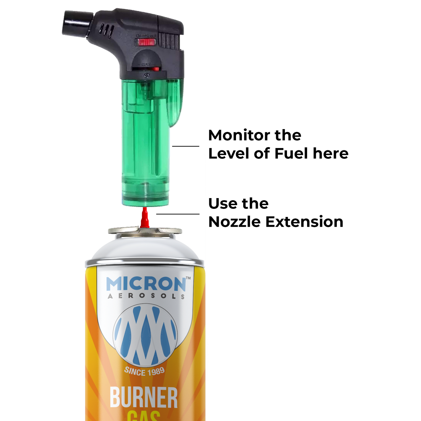 4200 Lighter Gas Refill Can 550ml | Metal Valve | Micron Aerosols® | For Lighters, Jeweller Torch