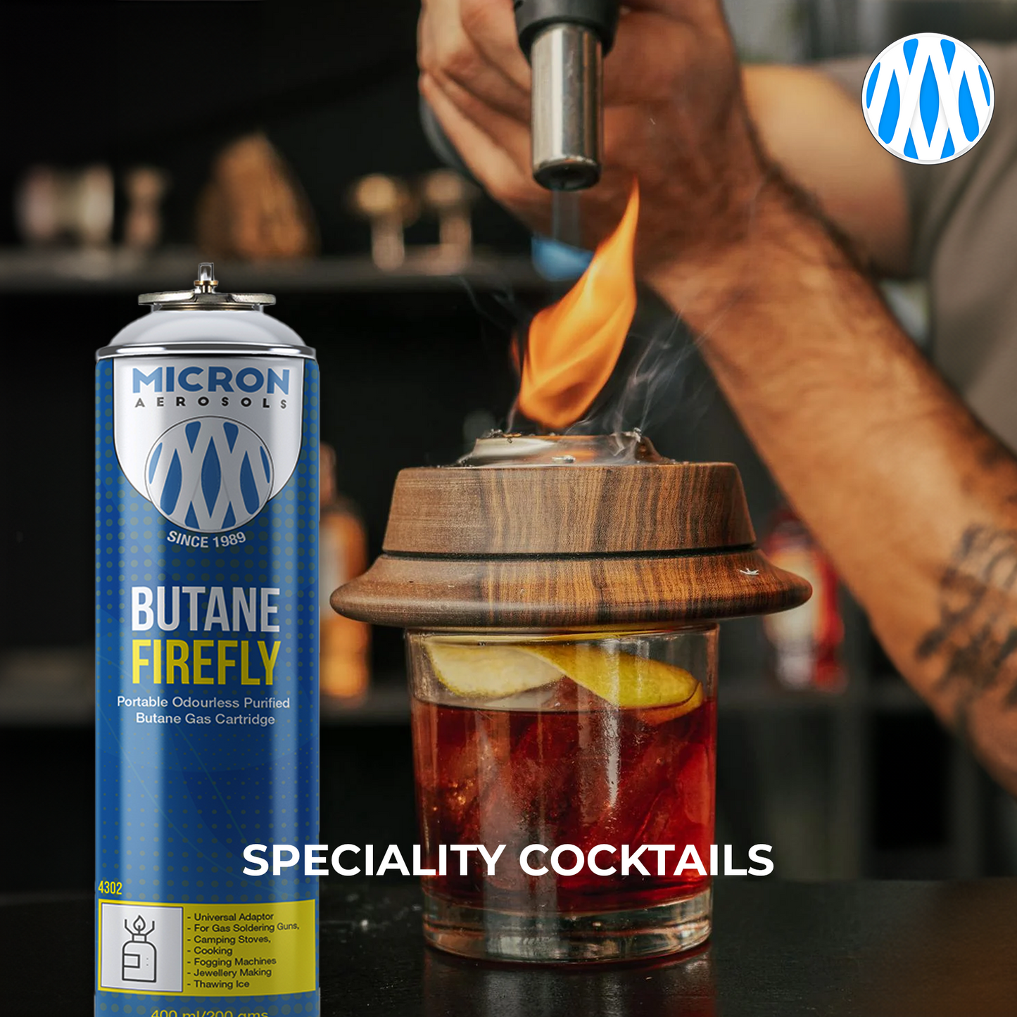 4300 Micron Aerosols® Butane Firefly | Butane Gas Cartridge | For Portable Gas Stoves, Flame Guns, Flame Throwers