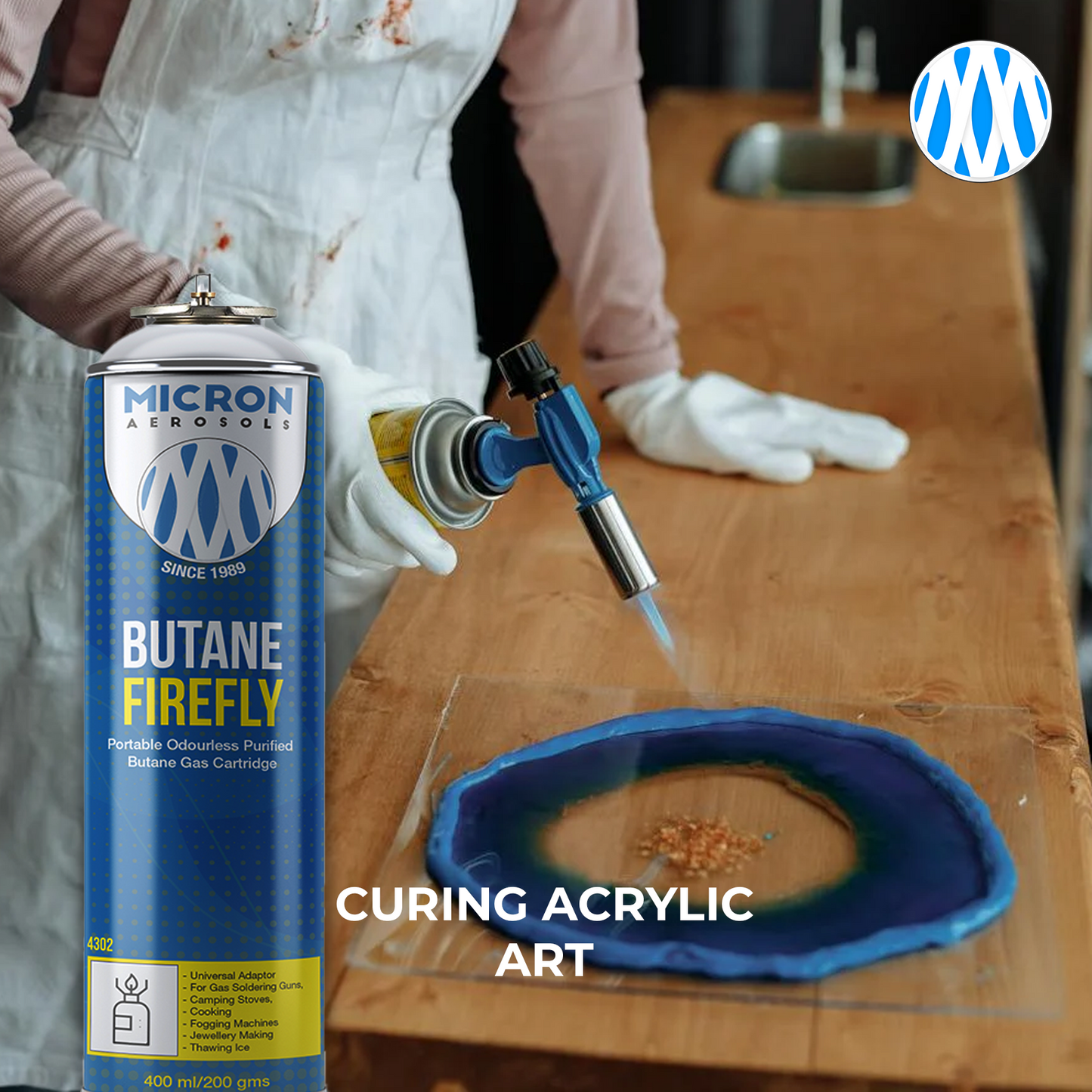 4300 Micron Aerosols® Butane Firefly | Butane Gas Cartridge | For Portable Gas Stoves, Flame Guns, Flame Throwers