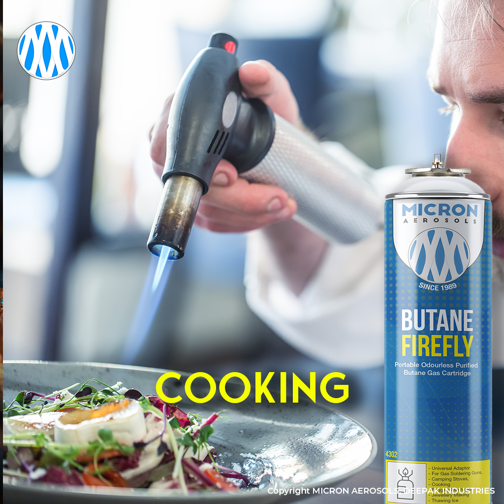 4300 Micron Aerosols® Butane Firefly | Butane Gas Cartridge | For Portable Gas Stoves, Flame Guns, Flame Throwers