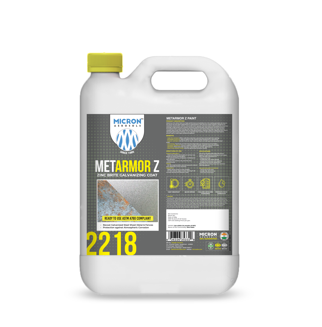 2218 MetArmor Z Paint | 5000ml | Zinc Brite Touchup Paint