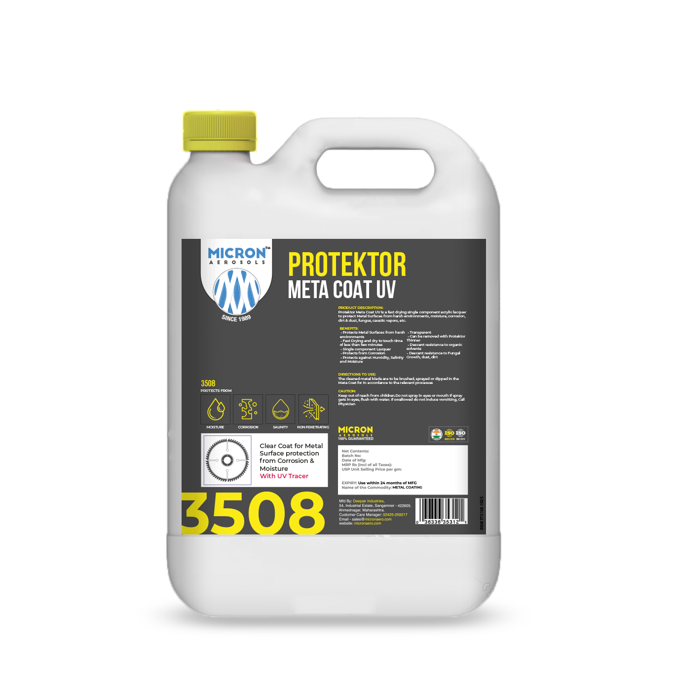 Metacoat MetaCoat UV Conformal Coating, Bulk 5L | PCB – Micron Aerosols™