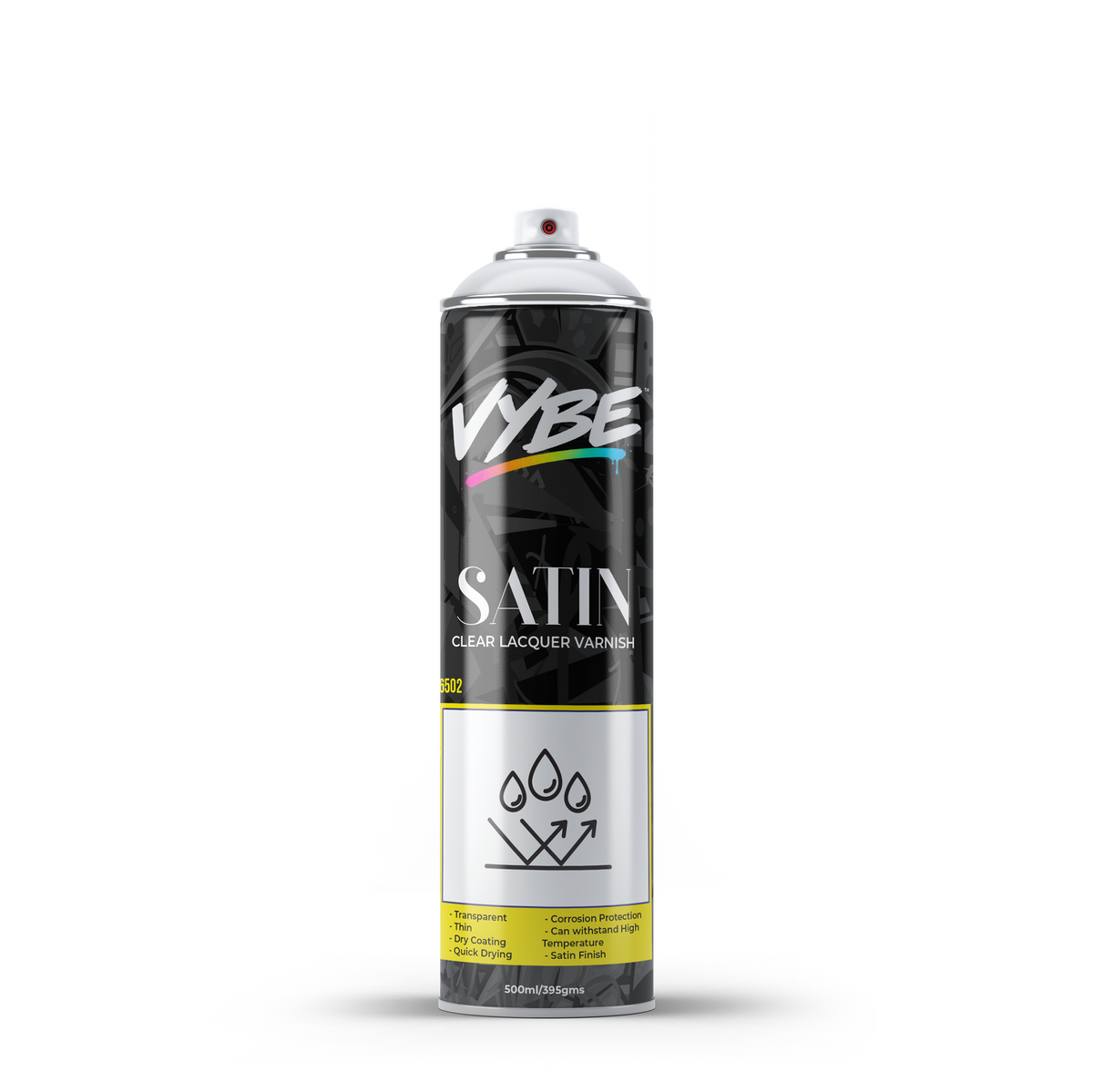VYBE 6502 Satin Acrylic Clear Varnish Spray 500ml