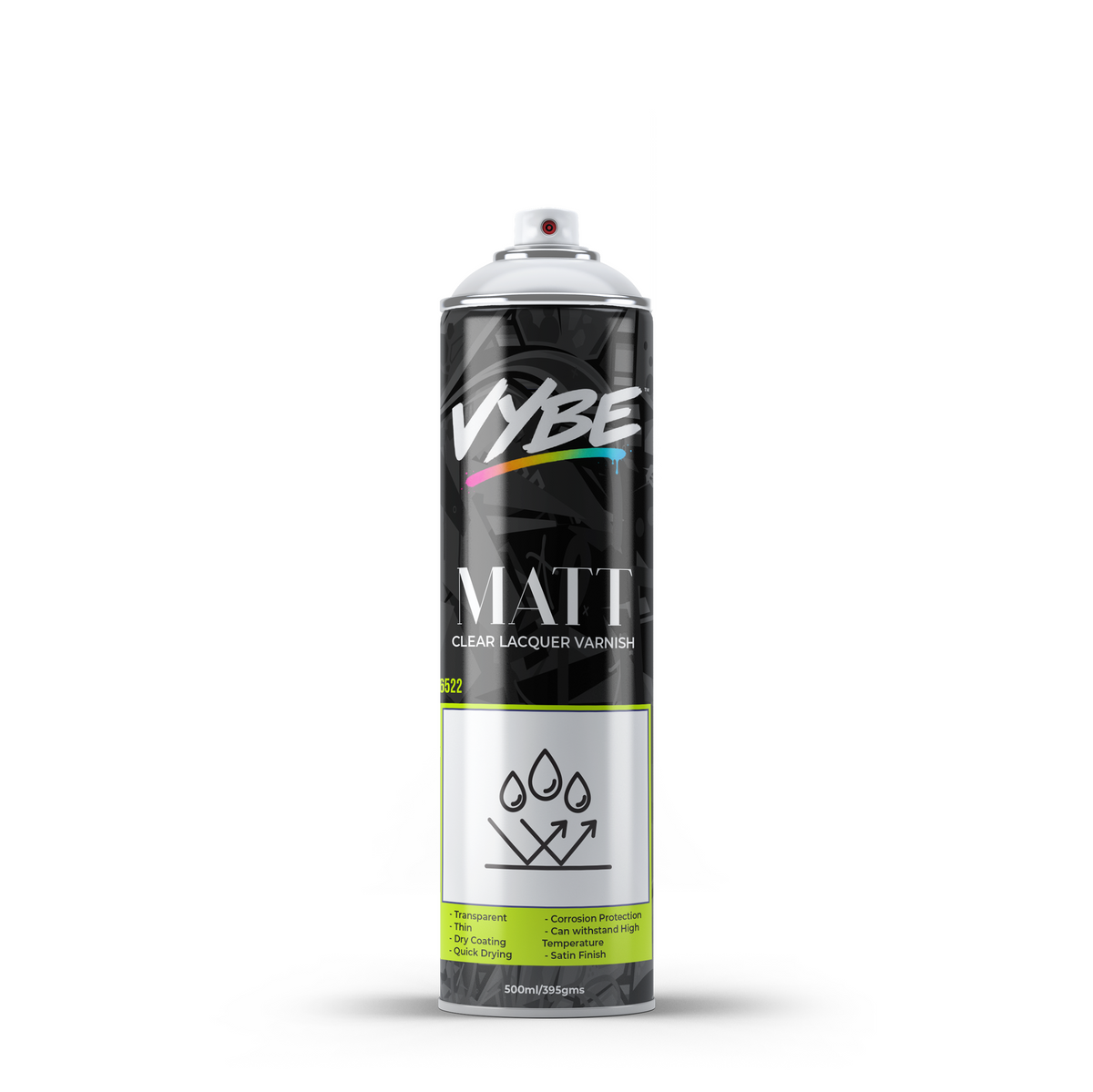 VYBE 6522 Matt Acrylic Clear Varnish Spray 500ml
