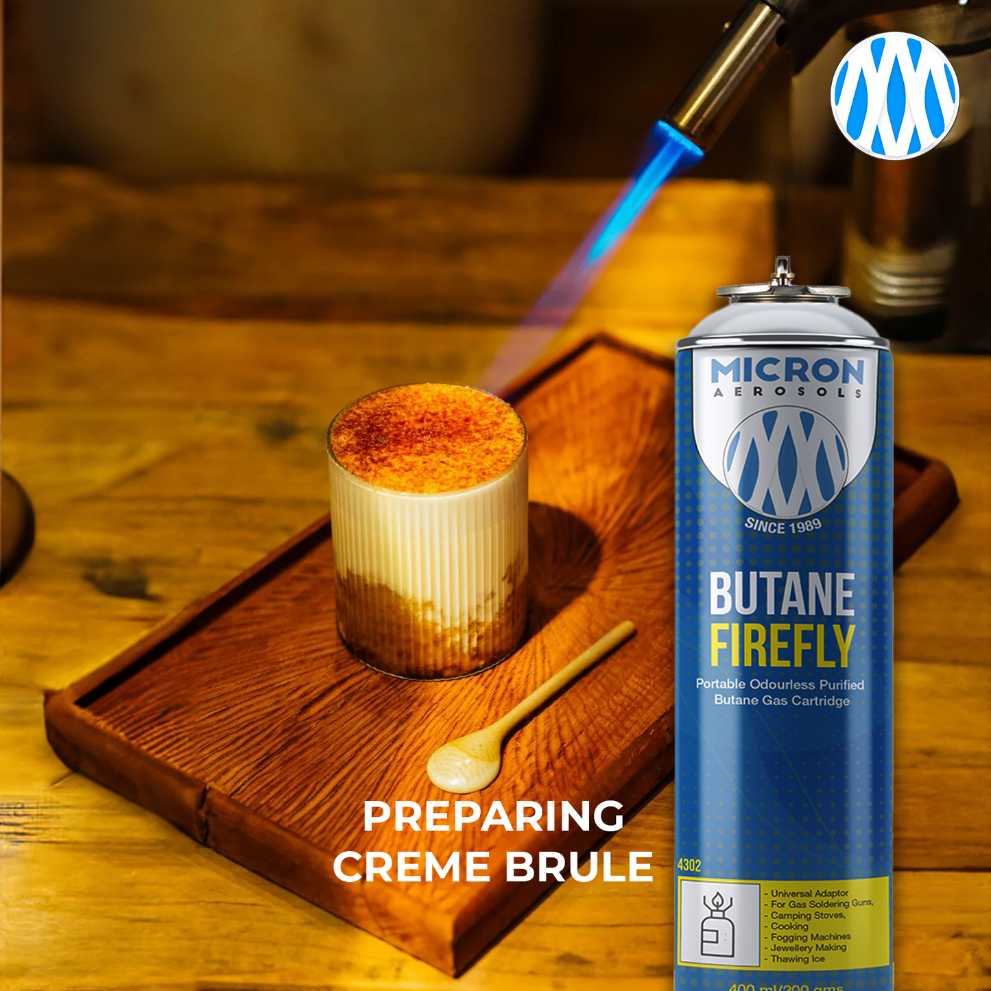 Micron Aerosols® Butane Firefly | Butane Gas Cartridge | For Portable Gas Stoves, Flame Guns, Flame Throwers