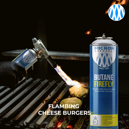 Micron Aerosols® Butane Firefly | Butane Gas Cartridge | For Portable Gas Stoves, Flame Guns, Flame Throwers