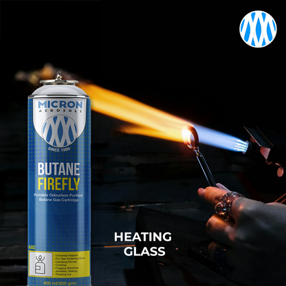 Micron Aerosols® Butane Firefly | Butane Gas Cartridge | For Portable Gas Stoves, Flame Guns, Flame Throwers