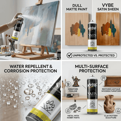 VYBE 6502 Satin Acrylic Clear Varnish Spray 500ml