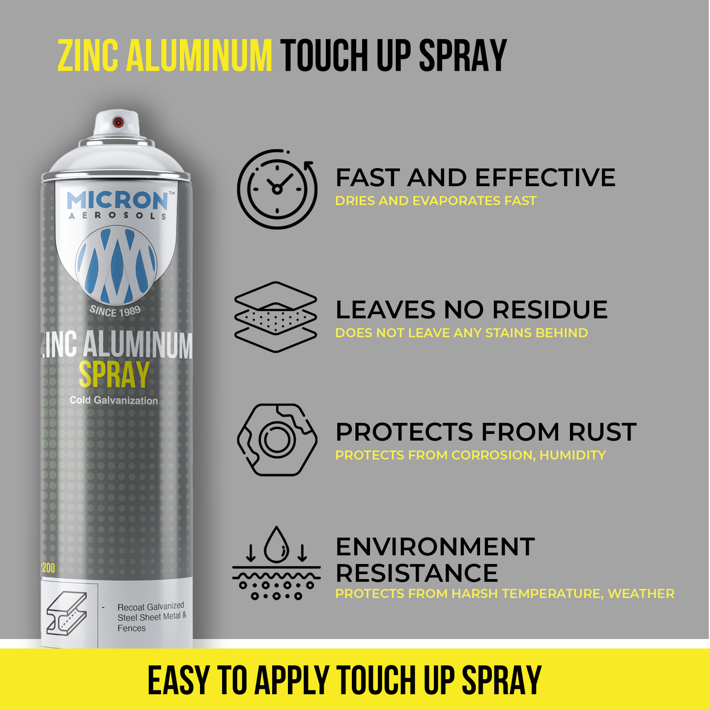 2200 Zinc Aluminium Touch Up Paint 500ml – Micron Aerosols™
